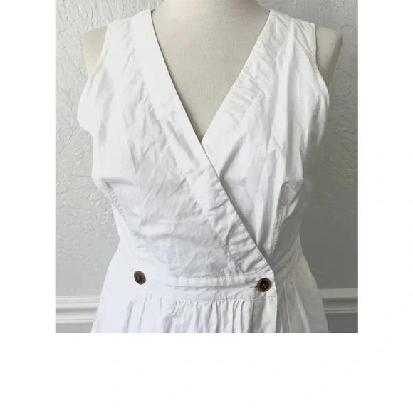 Women's J.Crew Sleeveless A-Line Poplin Dress White Size 8 - Picture 8 of 9